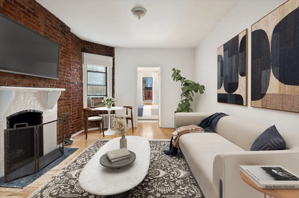 Living area with fireplace 426 West 48th Street, New York, NY