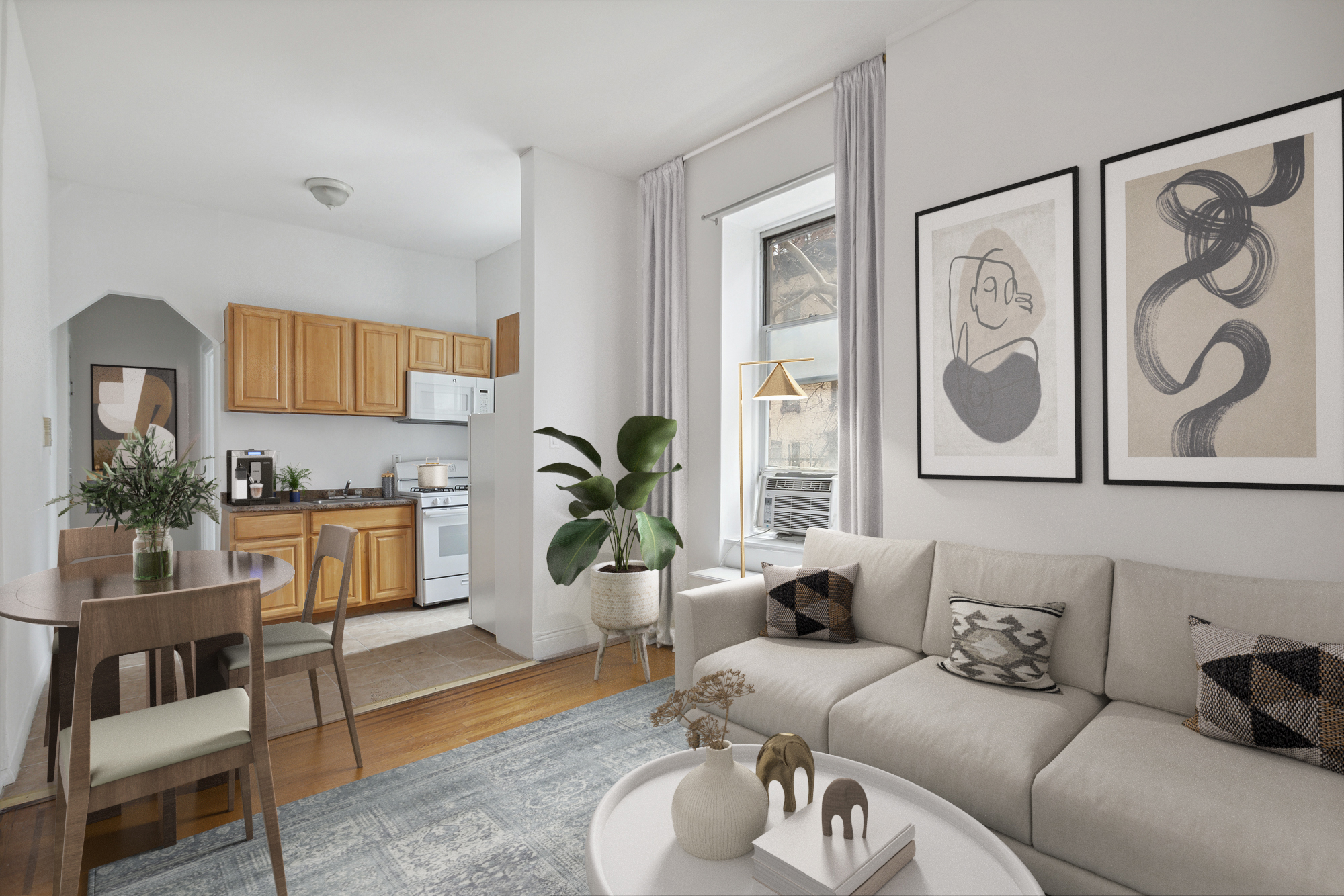 Living area and kitchen 251 East 52nd Street New York, NY